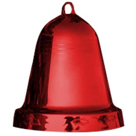 Новогоднее украшение Колокольчик пластик красный (высота 12.5 см)